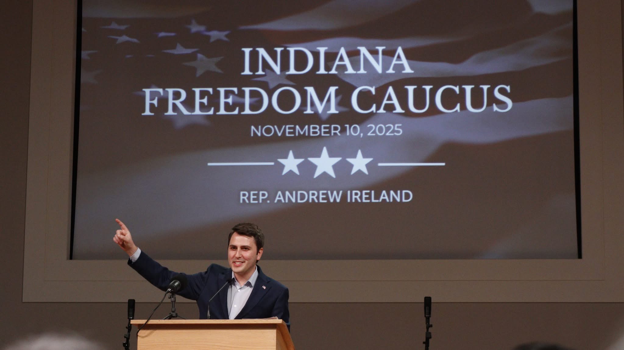 Andrew Ireland addressing the Indiana Freedom Caucus